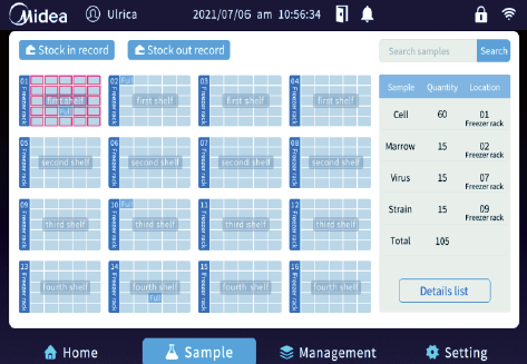 Дисплей морозильника до -86 °С, 458 л, сенсорный экран, MD-86L458T, Midea