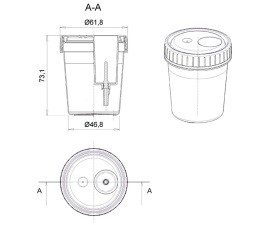 Контейнер одноразовый, 120 мл, ПП, со встроенным держателем для взятия биоматериала (мочи), стерильный, инд. уп., 1 шт./уп., 300 шт./кор., Перинт