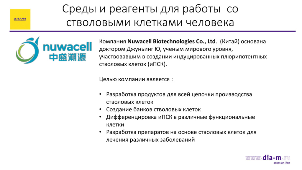 Среды и реагенты для работы со стволовыми клетками человека от Nuwacell