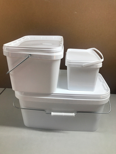 Ведро, 5,8 л, прямоугольное, крышка белая, металлическая ручка, белый полипропилен, Россия