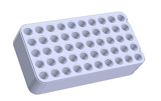 Штатив для цилиндрических пробирок на 50 мест (Rack D12), синий