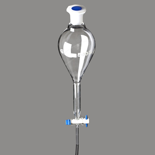 Воронка капельная, 250 мл, грушевидная, шлиф 29/32, запорный кран из PTFE, пробка ПП, 1 шт./уп., Glassco