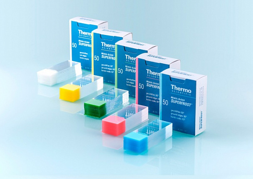 Стекло предметное, 26×76×1 мм, шлиф. кр. 45°, SuperFrost, розовое поле для маркировки, 50 шт/уп. Фото 1