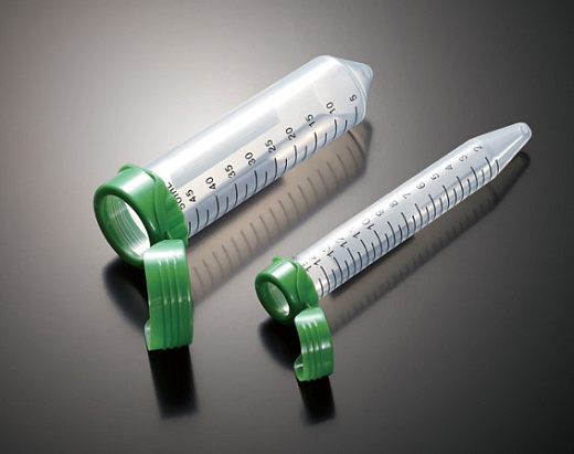 Пробирки 15 мл, ПП, резьбовые, конические, с крышкой EasyFlip, стерильные, 9400 g, бумажный штатив, 50 шт./уп., 500 шт./кор., Jet Biofil