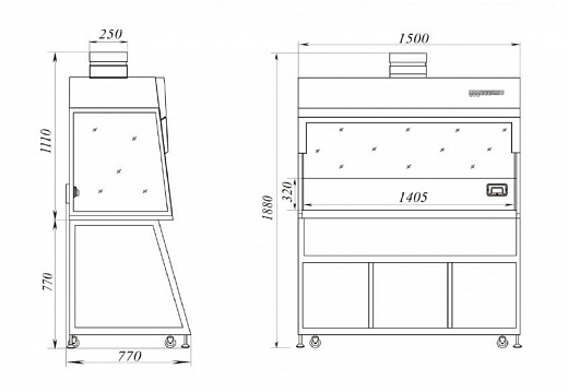 Шкаф вытяжной общего назначения, ширина 150 см, корпус – металл, столешница – нержавеющая сталь, с блоком УФО, ШВ-«Ламинар-С»-1,5 Фото 3