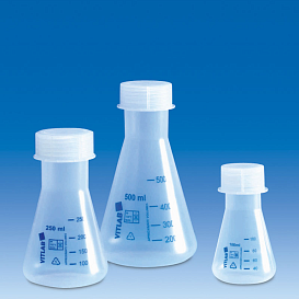 Колба Эрленмейера 500 мл, ПП, винтовая крышка, 1 шт., Vitlab