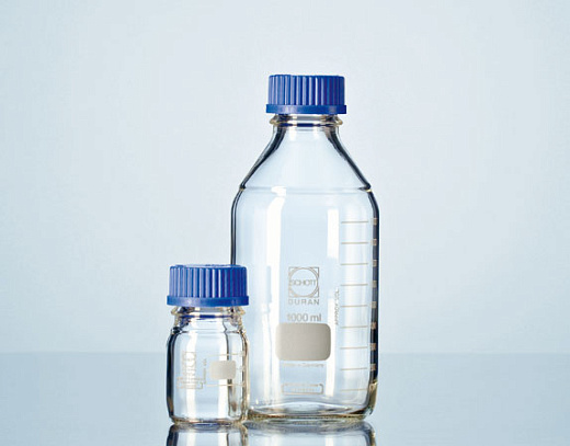 Бутыль 25 мл, БС до 500 °С, d горла внешний 25 мм, с завинчивающейся крышкой, круглая, 10 шт/уп