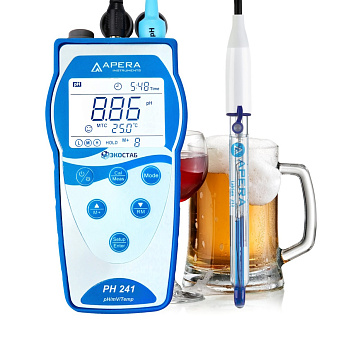 рН-метр, -2-16±0,01, портативный, электрод LabSen 213, PH241BR, серия 240, для напитков, Apera Instruments