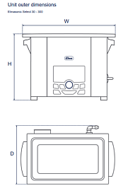 Внешние габариты Elmasonic Select 150, Elma