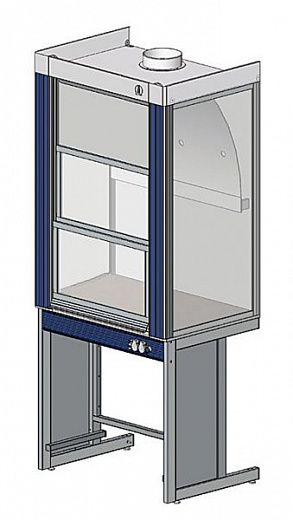 Шкаф вытяжной общего назначения, ширина 90 см, глубина 80 см, корпус – металл, столешница – керамогранит, 2 подъемных экрана