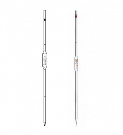 Пипетка Мора, 15 мл, с двумя метками, неполный слив, 25 шт./уп.