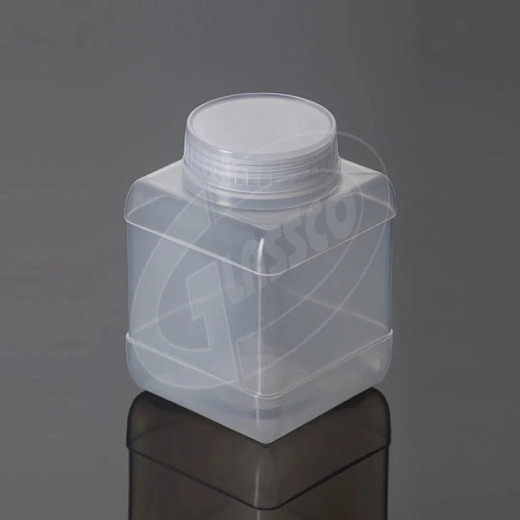 Банка, квадратная, крышка широкая винтовая, ПП, 12 шт./уп., Glassco, Индия