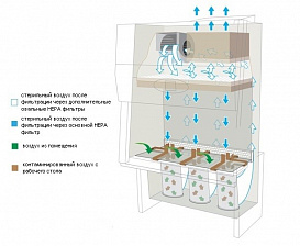 Бокс биологической безопасности для работы с цитостатиками, CellGard ES HD NU-481-500E (схема движения воздуха), NuAire