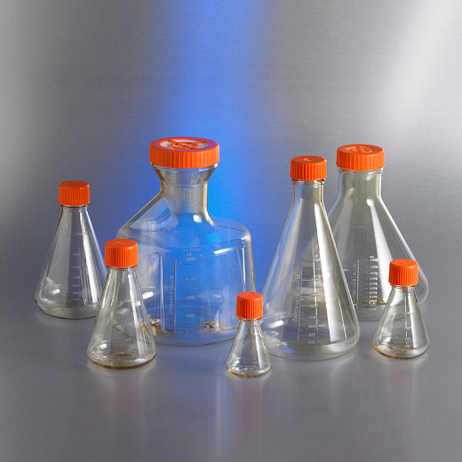 Колба Эрленмейера 250 мл, PC, вентилируемая крышка, стерильная, Pyrex (Corning)