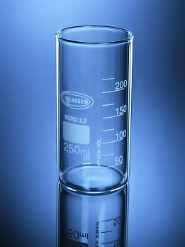 Стакан 500 мл, стеклянный, без носика, с градуировкой, высокий, 142×75 мм, Glassco, Индия