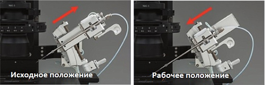 Быстрый и простой механизм перевода микропипетки из рабочего положения в исходное путем нажатия кнопки или легкого оттягивания рычажка