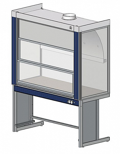 Шкаф вытяжной общего назначения, ширина 150 см, глубина 70 см, корпус – металл, столешница – монолитный пластик Trespa, 2 подъемных экрана